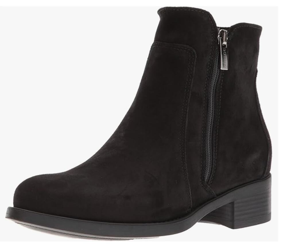 La Canadienne Saria Booties Ankle Boots Black Suede Size 6 NWOB Waterproof Upper